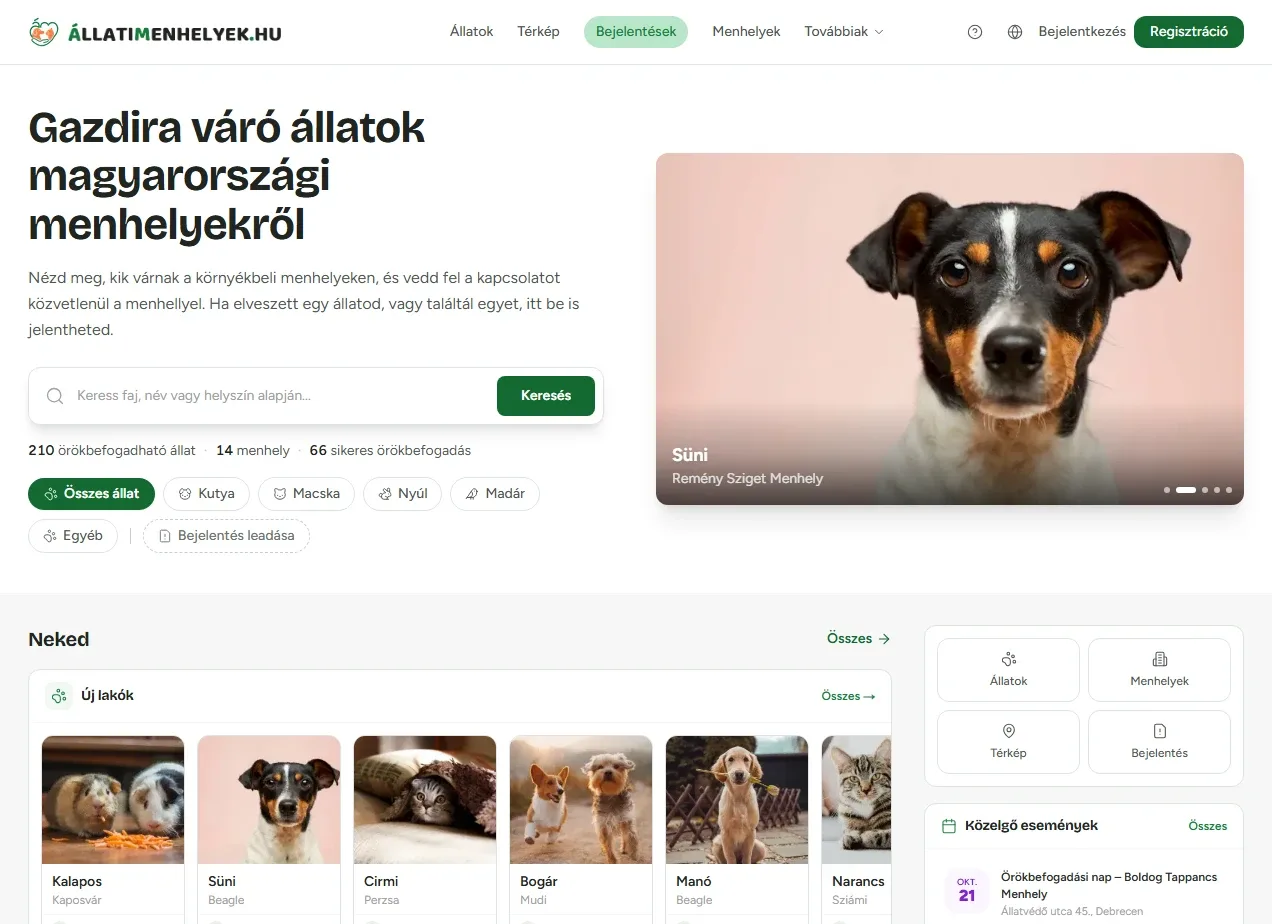 Állatimenhelyek.hu képernyőkép